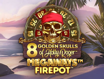 8 Golden Skulls of Holly Roger MEGAWAYS logo