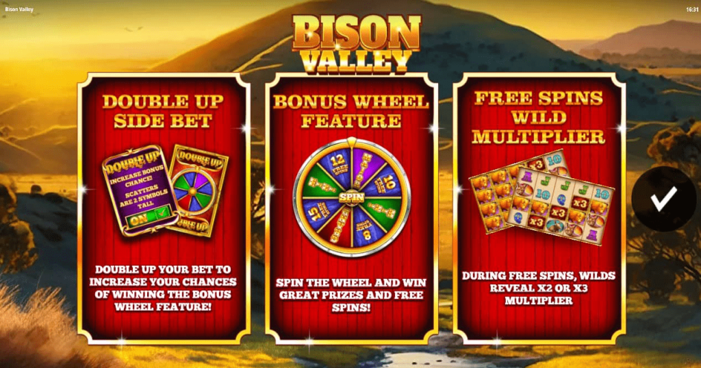 Bison Valley Start Up Home screen