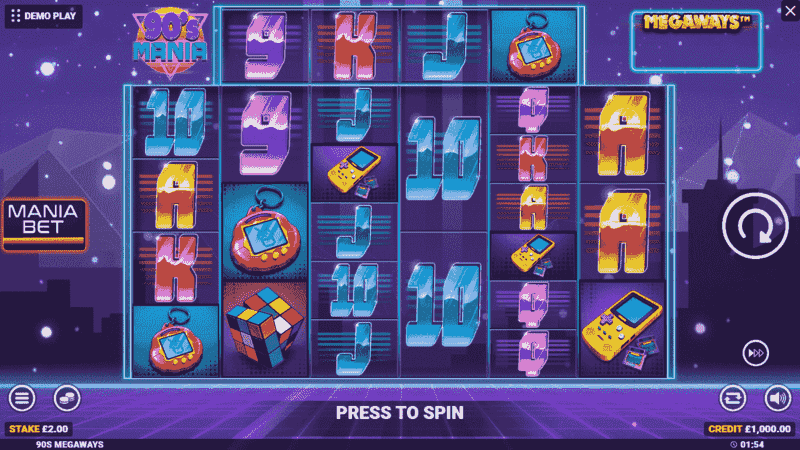 90s Mania Megaways Basic Slot Layout