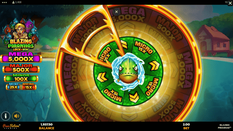 Blazing Piranhas Slot Jackpot Wheel spin Feature