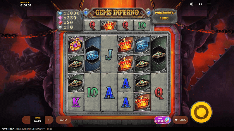 Gems Inferno Megaways Slot Basic Grid Layout