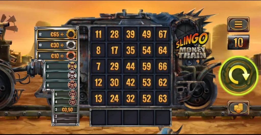 Slingo Money Train Slot Basic Layout and Symbols