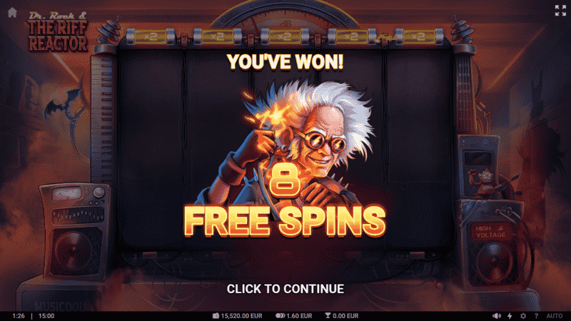 Dr Rock & the Riff Reactor Slot Free Spins Feature