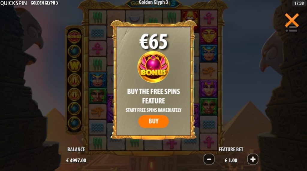 Golden Glyph 3 Slot buy free spins feature