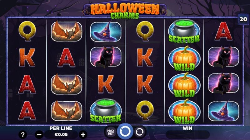 Halloween Charms Slot Basic Grid Layout and Symbols