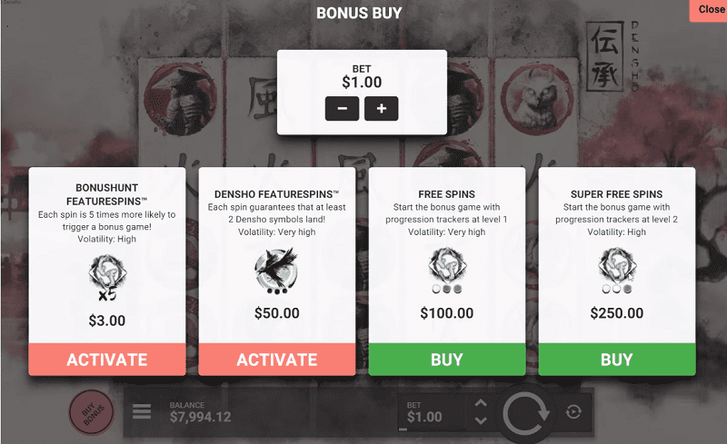 Densho Slot Bonus Buy Feature