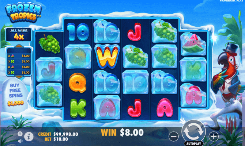 Frozen Tropics Slot Grid Layout and Symbols