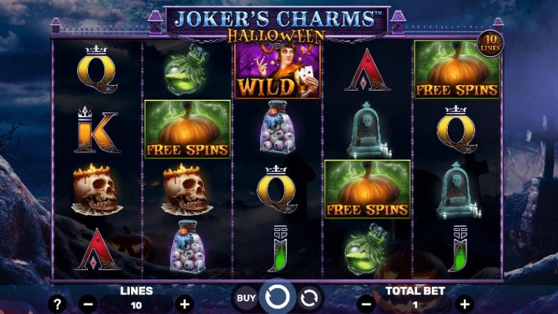 Joker's Charm Halloween Slot Basic Grid Layout and Symbols