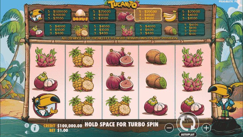 Tucanito Slot Basic Grid Layout and Symbols