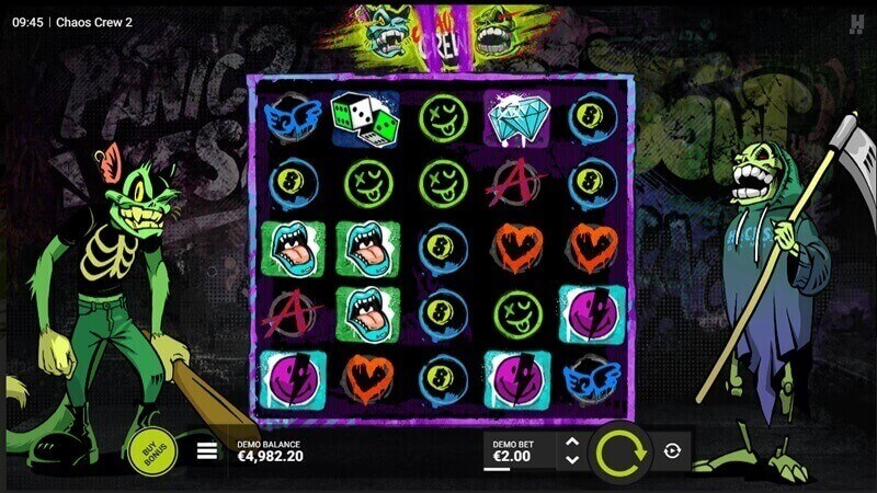 Chaos Crew 2 Slot Grid Layout and Symbols