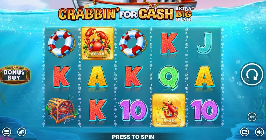 Crabbin for Cash Extra Big Splash slot layout