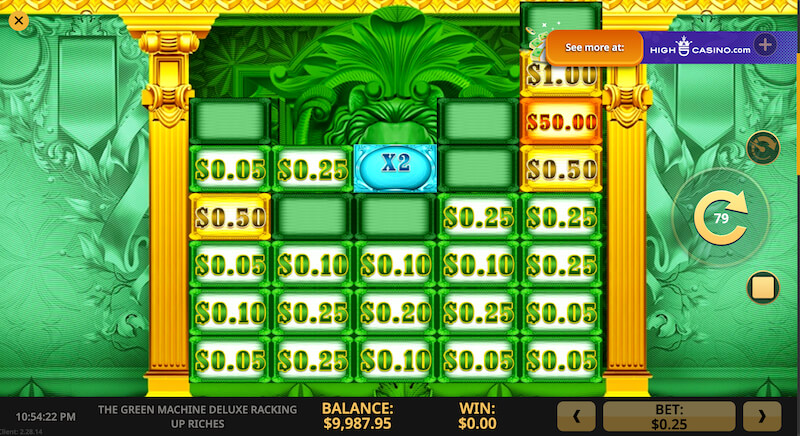 The Green Machine Deluxe Racking Up Riches Bonus Game