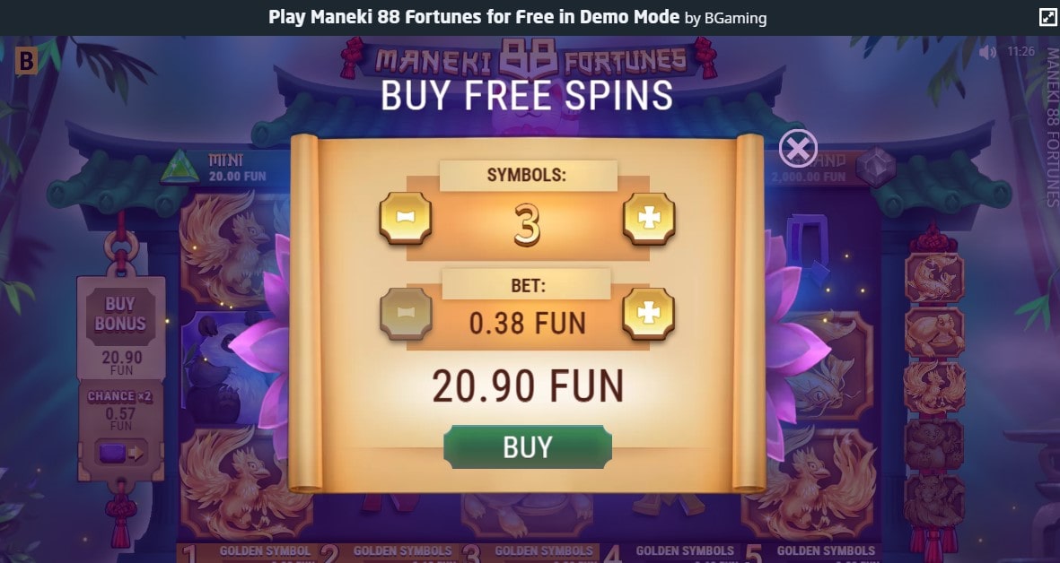 Maneki 88 Fortunes buy free spins feature