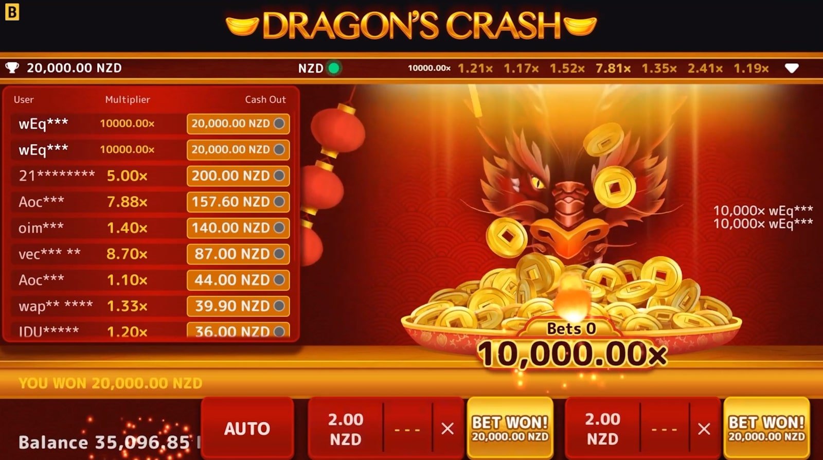 Dragon’s Crash Rewards Lucky Player with Two Max Wins
