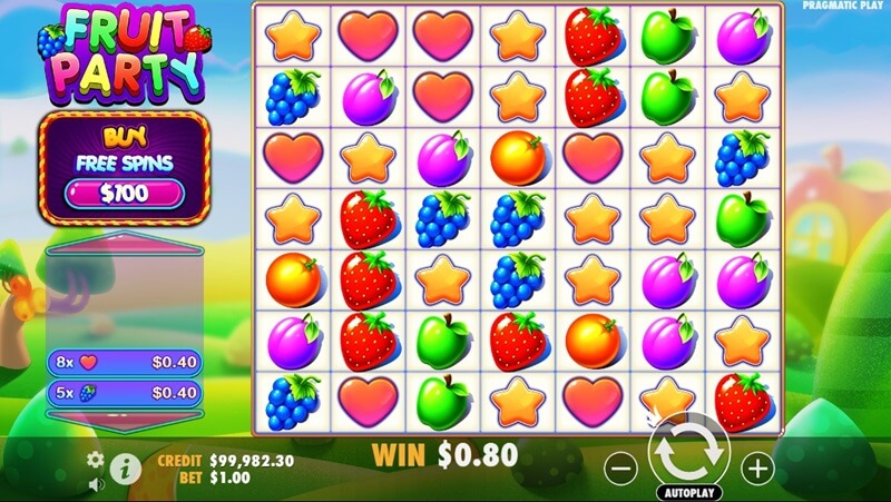 Fruit Party Slot Grid Layout and Symbols
