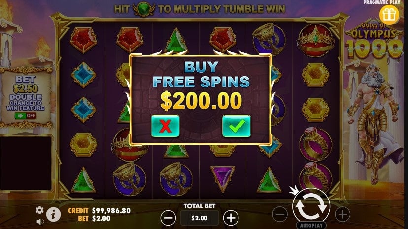 Gates of Olympus 1000 Bonus Buy Feature